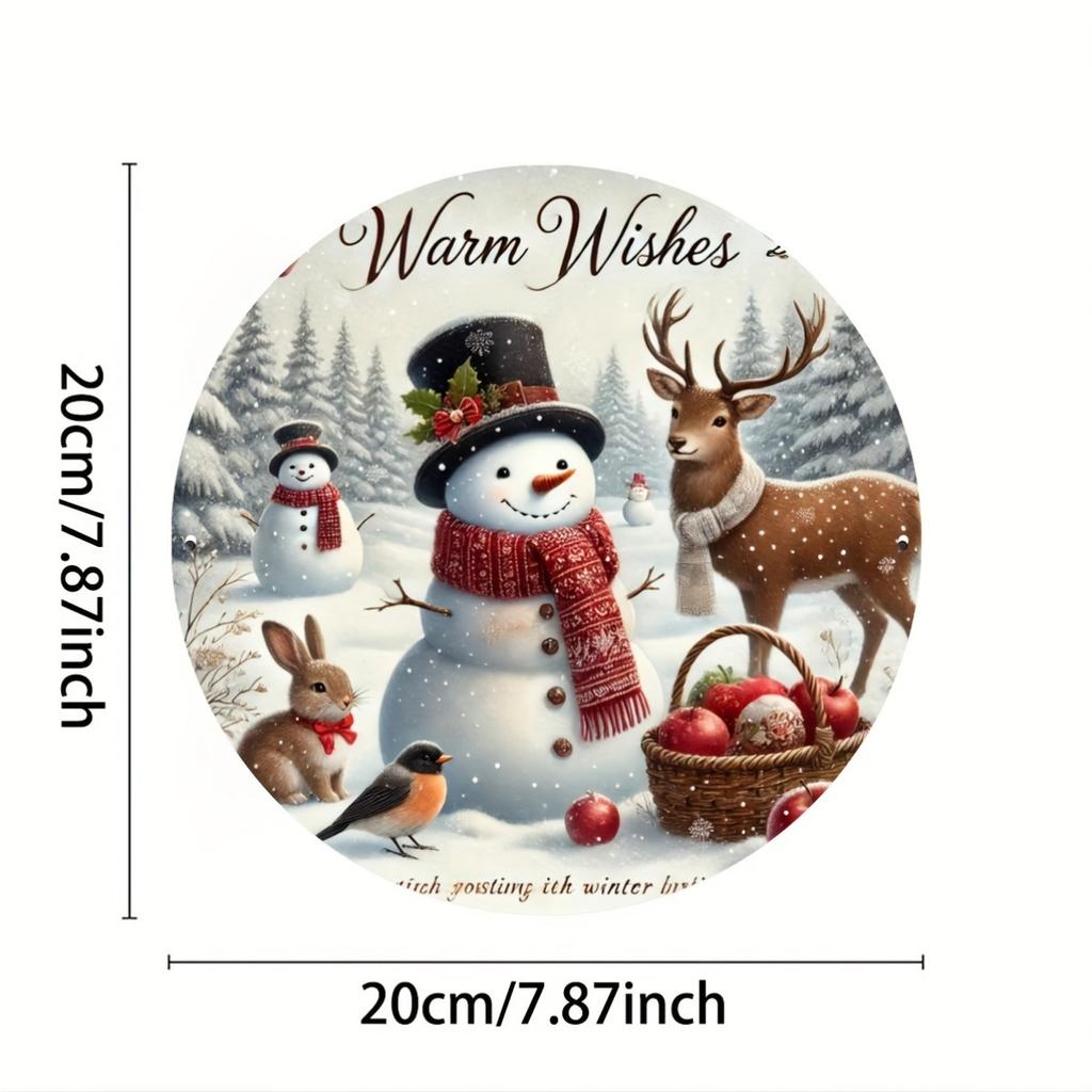 pc Rustic Farmhouse Christmas Aluminum Tin Sign D Flat Printed Snowman and Friends Wreath Holiday Wall Decor for Craft