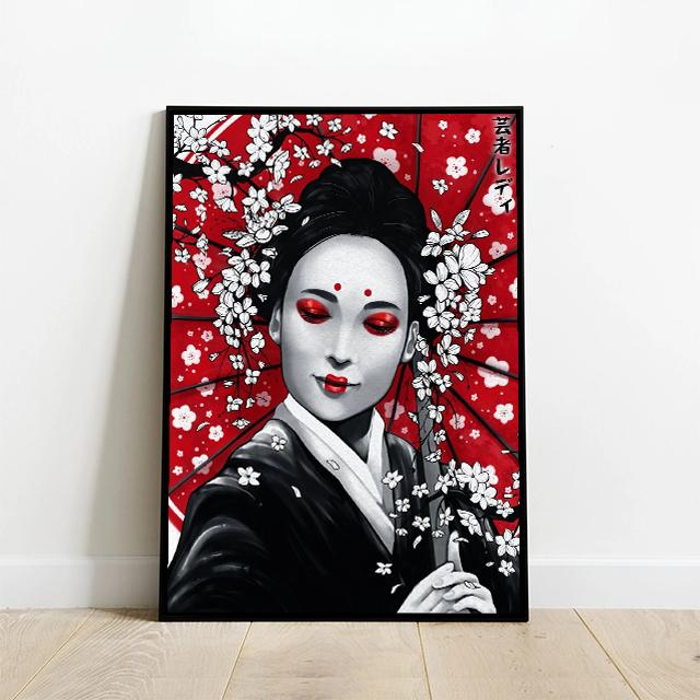 Japanese Ink Wash Painting, Torii, Crane, Samurai Geisha, Koi Carp, Art Canvas Prints, Wall Art, Home Decor Mural