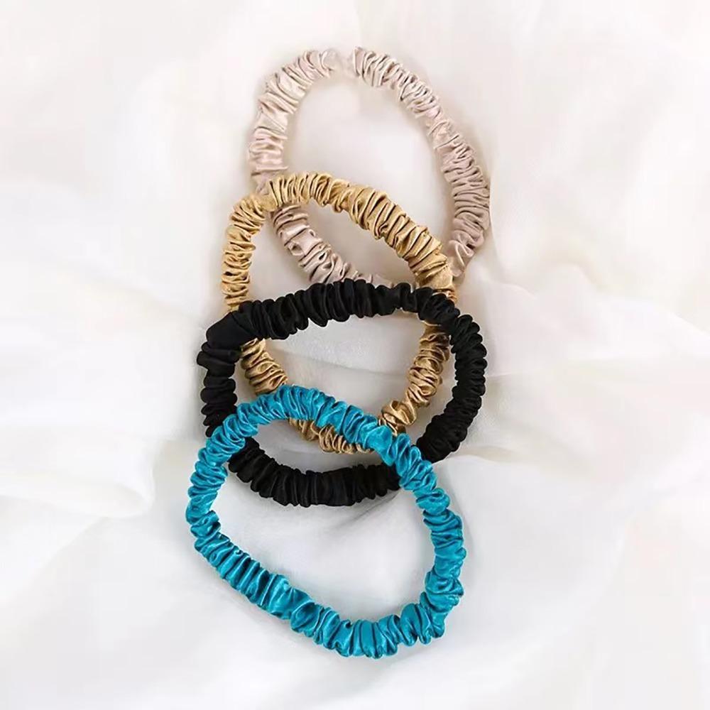 

Solid color Mulberry Silk Hair Rope 9mm Ponytail Holder New Hair Bands Women Girl