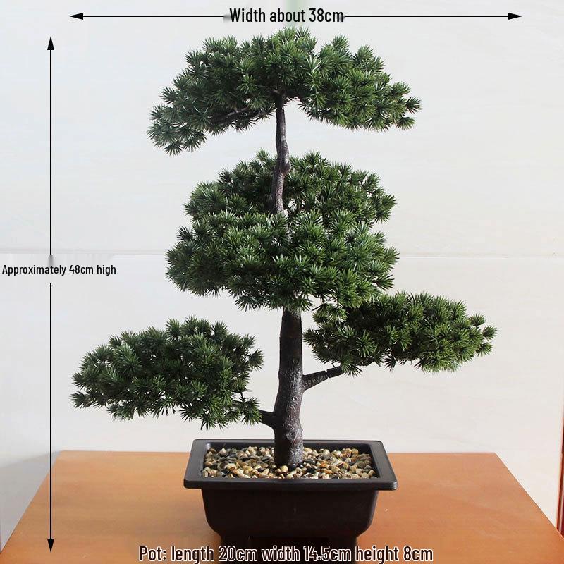 Umělé borové svatební květinové aranžmá: Zelený bonsaj penězovník pro domácí dekoraci