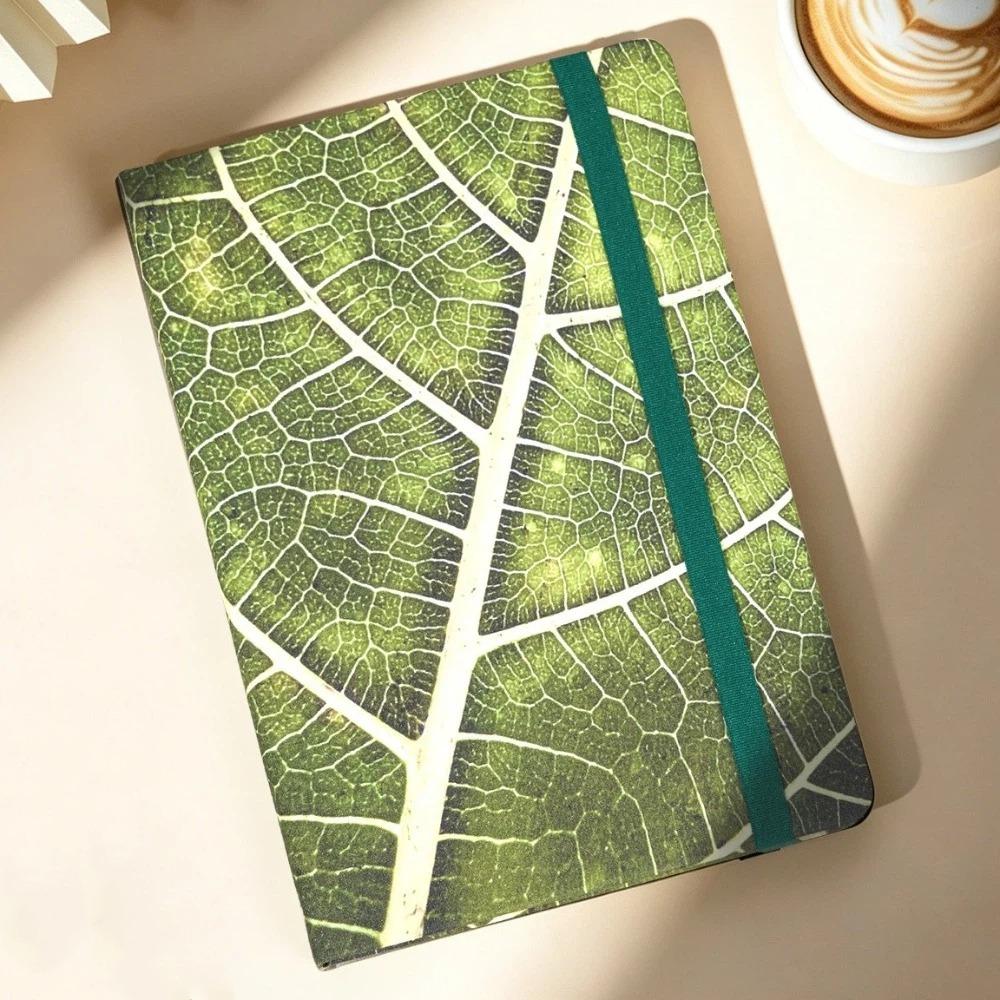 Soft Cover A5 Leaf Vein Notebook Elastic Band Pocket Diary Cloth Notebook  Business Use
