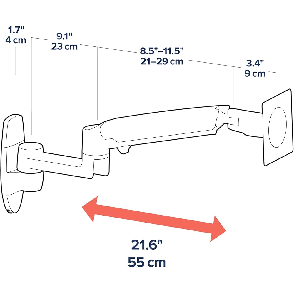 Suporte de Parede para Braço de Monitor ERGOTRON LX, Prata, Suporta até 34 polegadas (3,2-11,3 kg), Compatível com VESA, Número do Produto 45-243-026