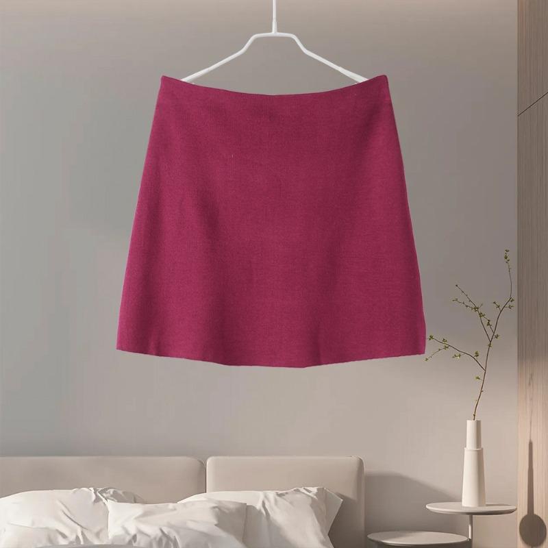 Burgundy Skirts Woman Short Autumn Solid Skinny Female A-line Short Skirt Elegant Office Lady Casual