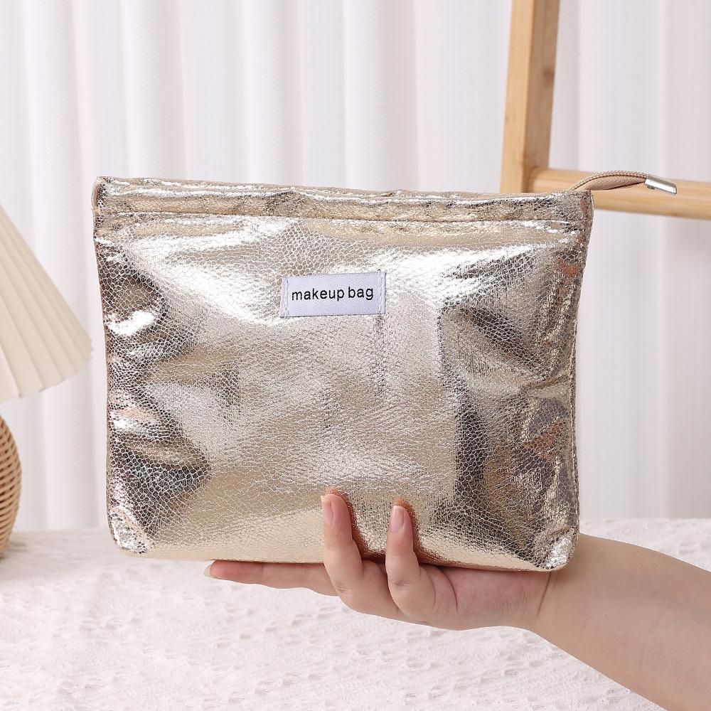 Fashion Shiny Sequins Cosmetic Bag Portable Women Clutch Zipper Pouch Handbag Makeup Toiletries Storage Square Bag