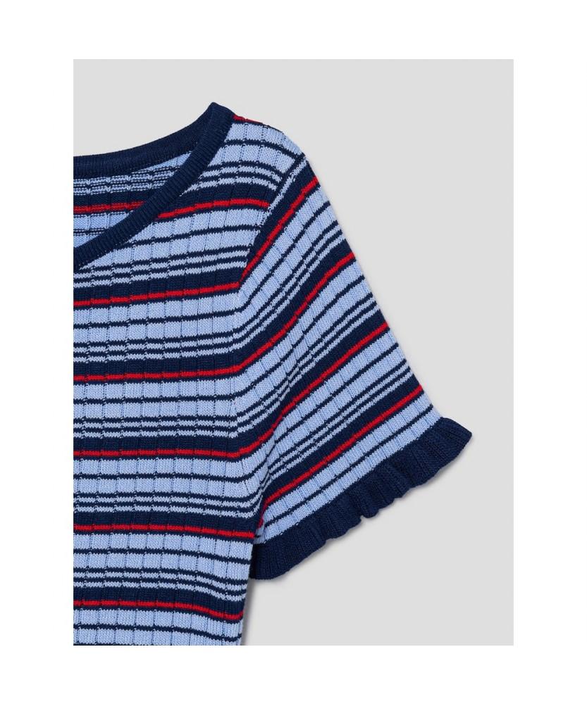 8seconds Striped Short Sleeve Pullover Navy
