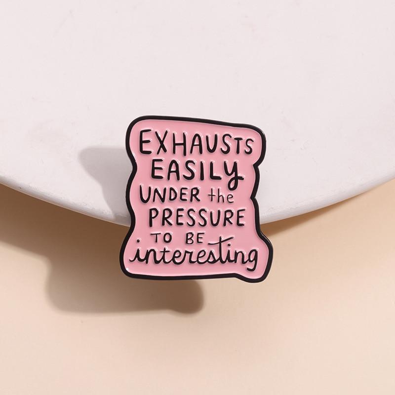 Unique Geometric Shaped Alloy Brooch With Fun English Letter Design For Stylish Decoration