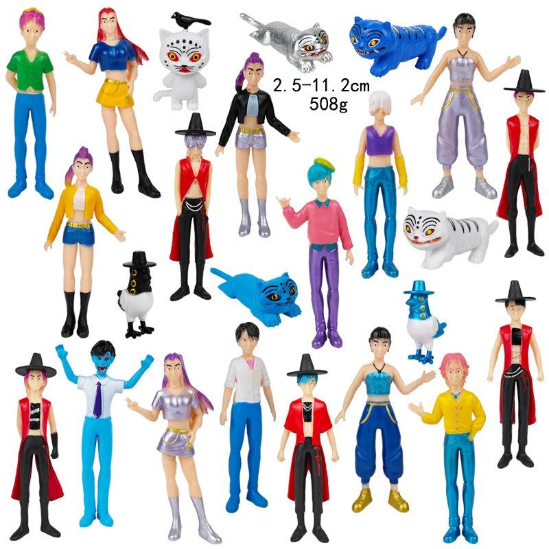 12pcs/Set Kpop Demon Hunters Action Figure Toy Derpys Tiger Rumi Mira Zoey Sussy Figurine Doll for Fans Gift