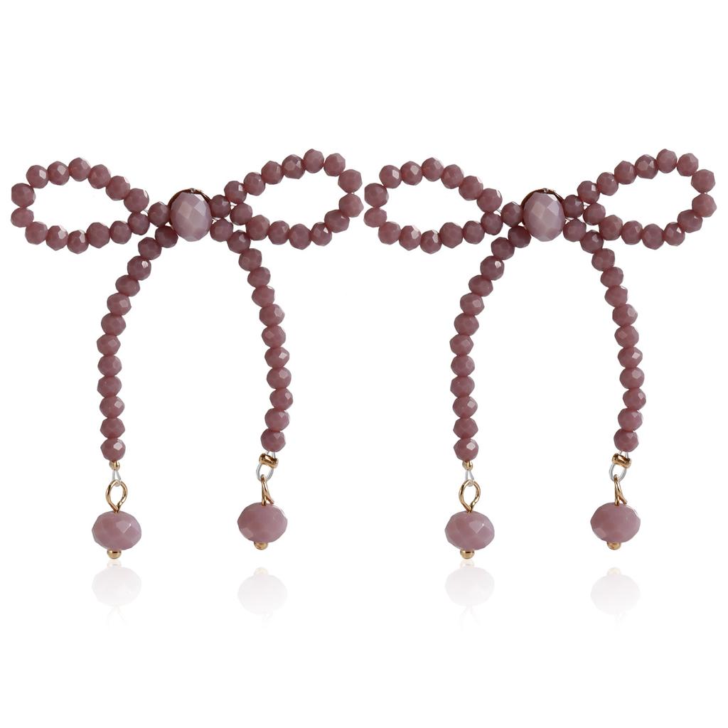 Cross-Border Jewelry, Retro Imitation Pearl Bow Floral Hand-Woven Earrings Internet Celebrities Popular Earrings Women