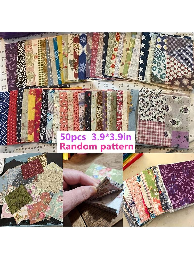 50 Sztuk Vintage Ciemny 3,91" Patchwork Idealny do szycia DIY, rękodzieła i odzieży, scrapbookingu, idealny prezent noworoczny lub Wal