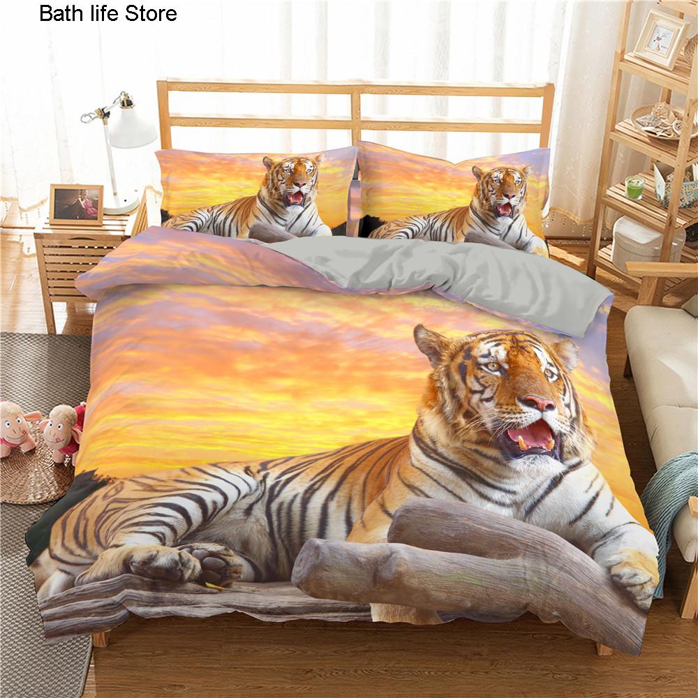 3D Printed Bedclothes Tiger Duvet Cover Set Single Twin Double Queen Size Bedding Set Comforter Cover Set Animal Bedding Set