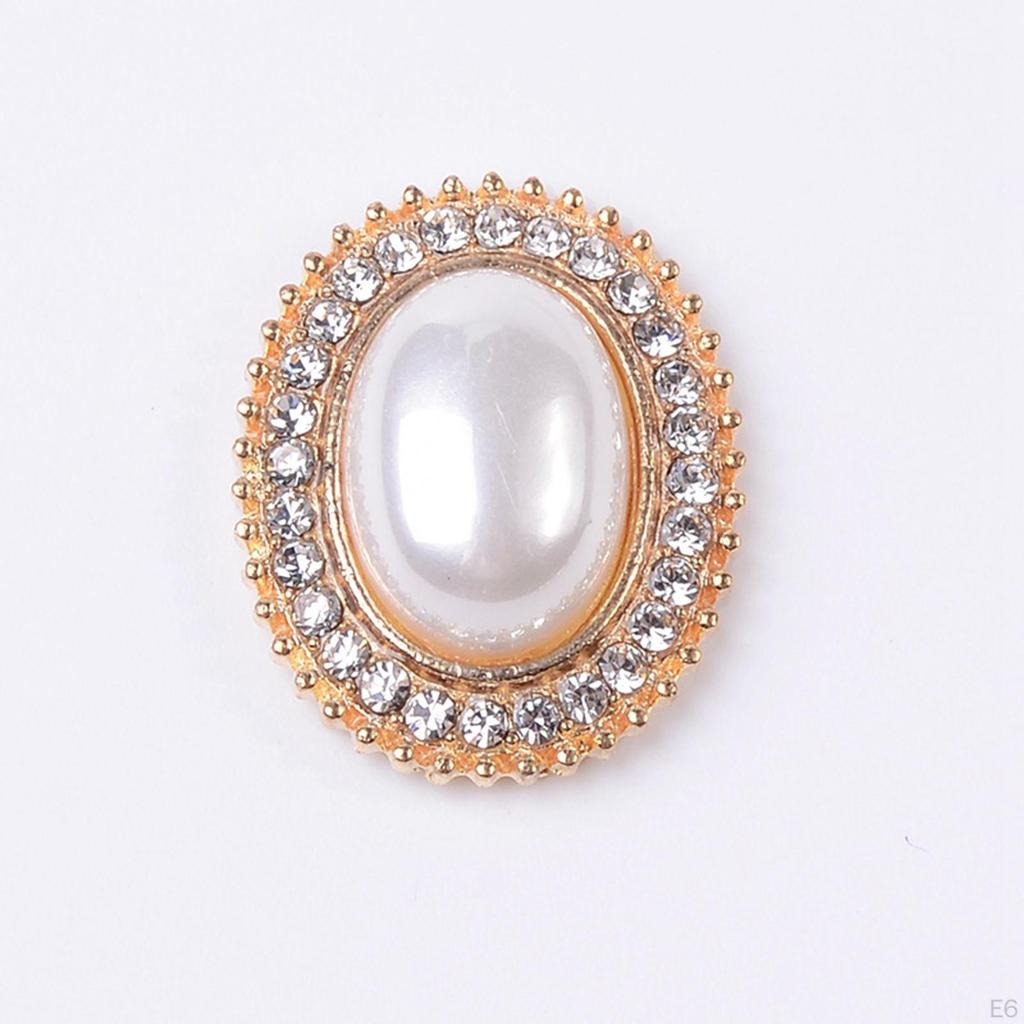 5 Pieces Alloy Rhinestone Buttons, Flat Back Brooch Buttons Sparkly Bling Sew on Clothing