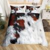 Brown Cowhide Pattern Duvet Cover Set Cow Print Bedding Set Farmhouse Animal Fur Hair Polyester Comforter Cover With Pillowcase