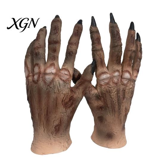 Halloween Costume Accessories 1 Pair Gloves for Adults Kids, Horror Zombie Hands Scary Gloves, Latex Ghost Hand Cosplay Accessory Masquerade