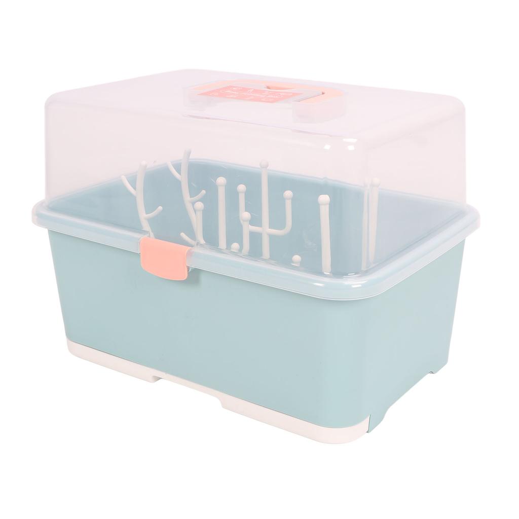 Babyflaschen-Abtropfgestelle Tragbare Aufbewahrungsbox für Stillflaschen Geschirrorganizer mit Deckel für