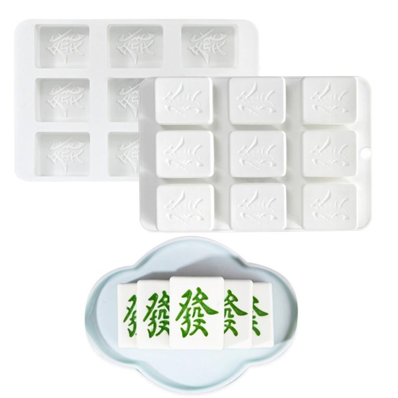 4/9 Cavity Lucky Mahjong Cake Molds Heat Resistant Silicone For Mousses Chocolate Candle Creative Baking Supplies Chinese Cultural Theme