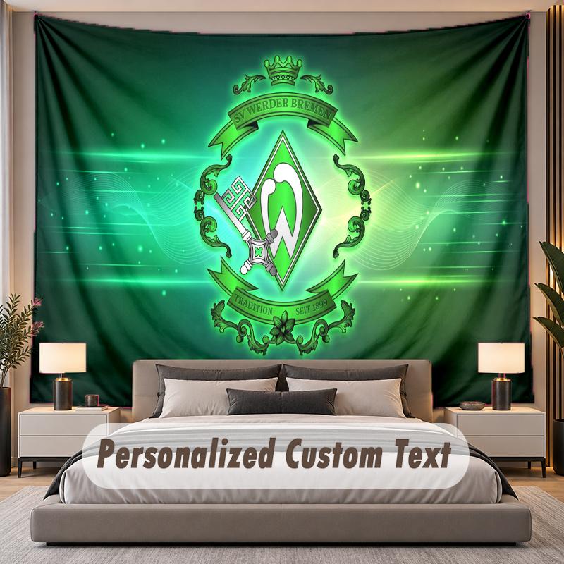 Custom Name Text Tapestry Werder Bremen FC Personalized Polyester Wall Tapestry For Bedroom And Room