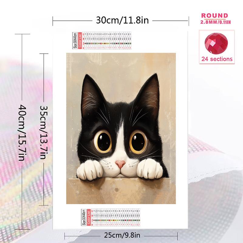 Tuxedo cat Pattern 3pcs 100% Round Full Drill 5D DIY Diamond Painting Embroidery Cross Stitch Rhinestone Décor