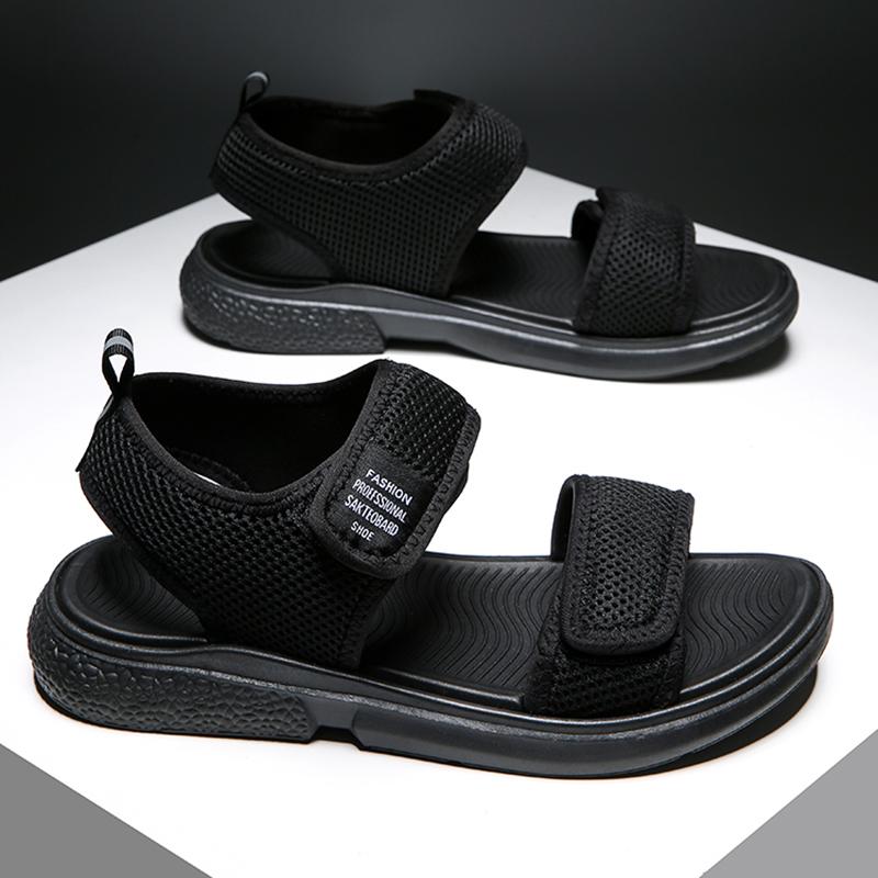 

Уличные бродячие сандалии, мужской коврик с поддержкой свода стопы, коврик для йоги, стелька-гладиатор, летние пляжные тапочки с открытым носком, противоскользящая прочная мужская обувь на плоской подошве 39 чёрный