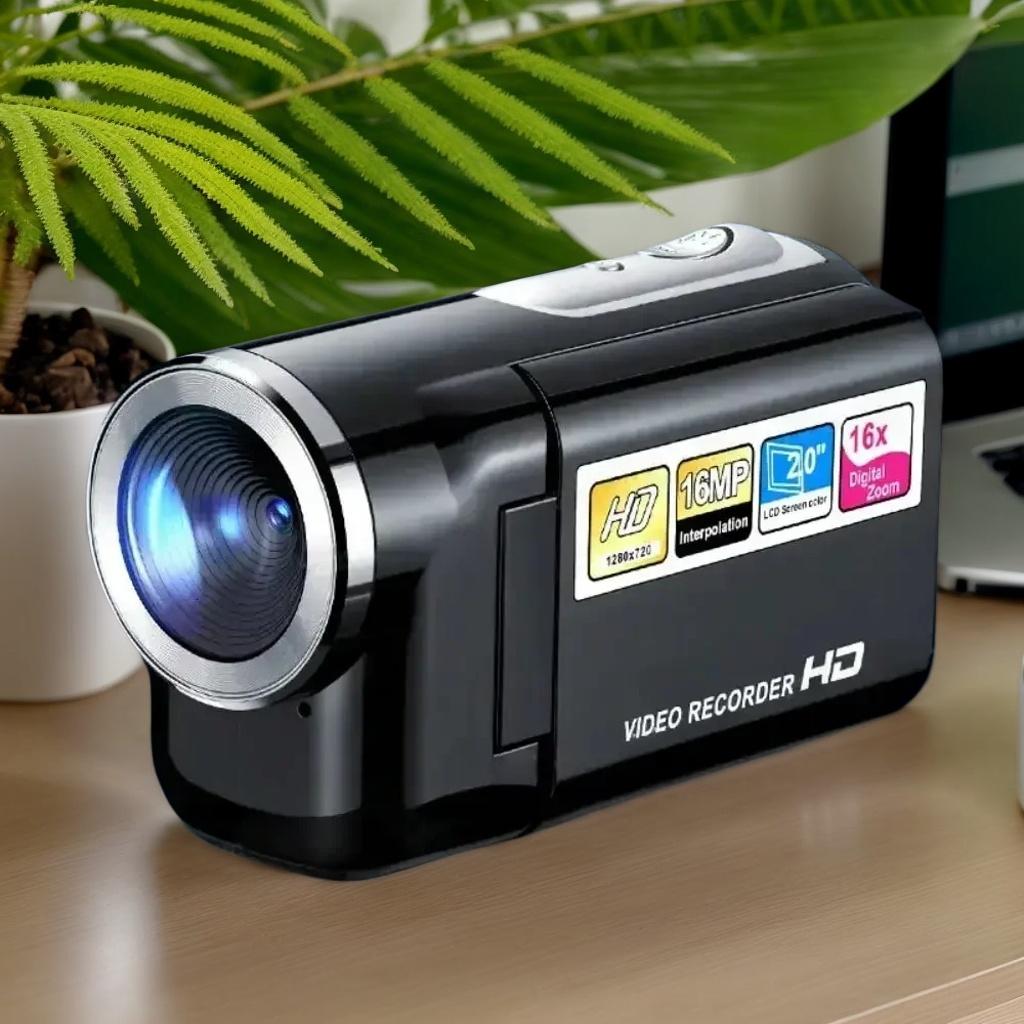 Mini DV Camera Portable: 16MP HD Camcorder with 2'' Screen, LED Flash, 16X Zoom for Outdoor/Home Recording.