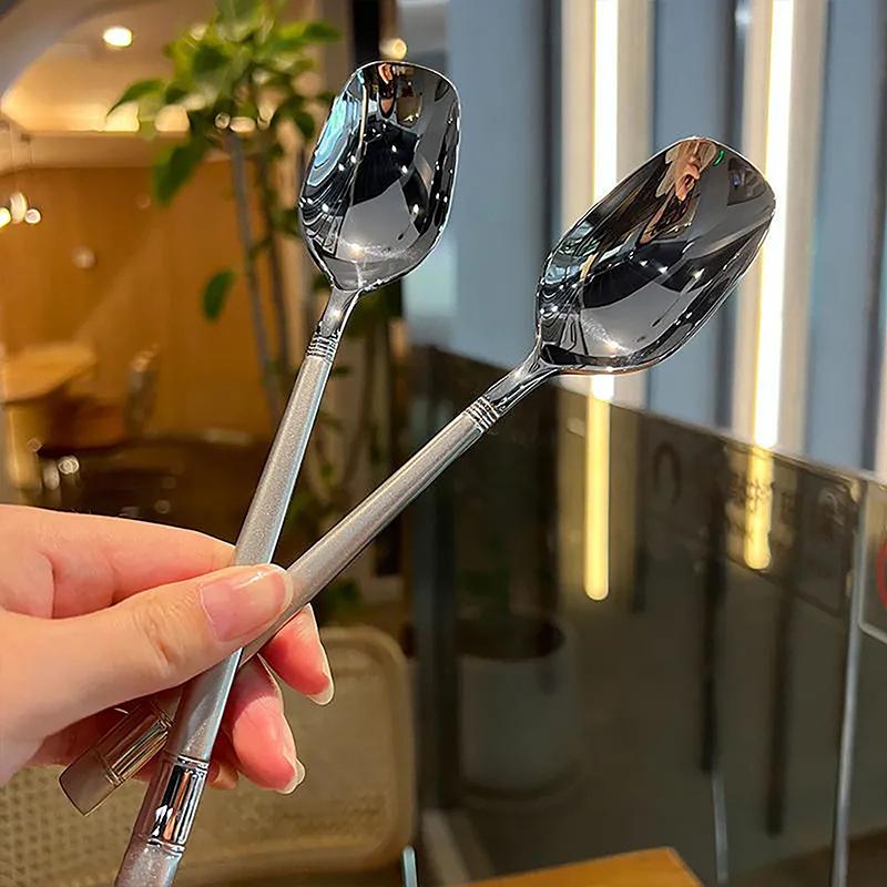 Kaffeskje i rustfritt stål Kreativt langt håndtak teskje Dessert Snack Scoop Iskrem Miniskjeer Bestikk Kjøkkenverktøy