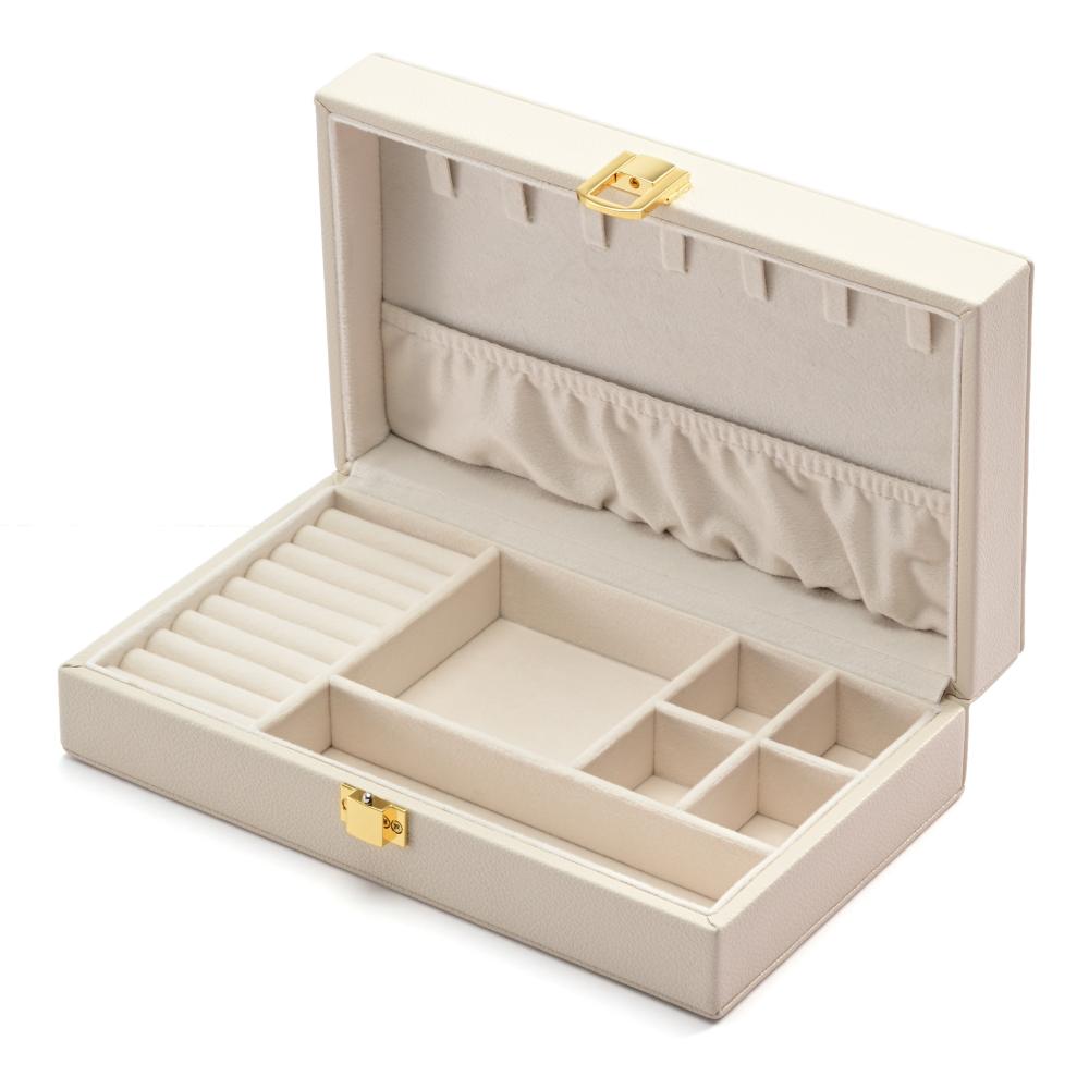 Custom Logo Luxury PU Leather Jewelry Boxes Portable Multi-grid Flip Top Jewelry Storage Box for Ring Necklace Earring