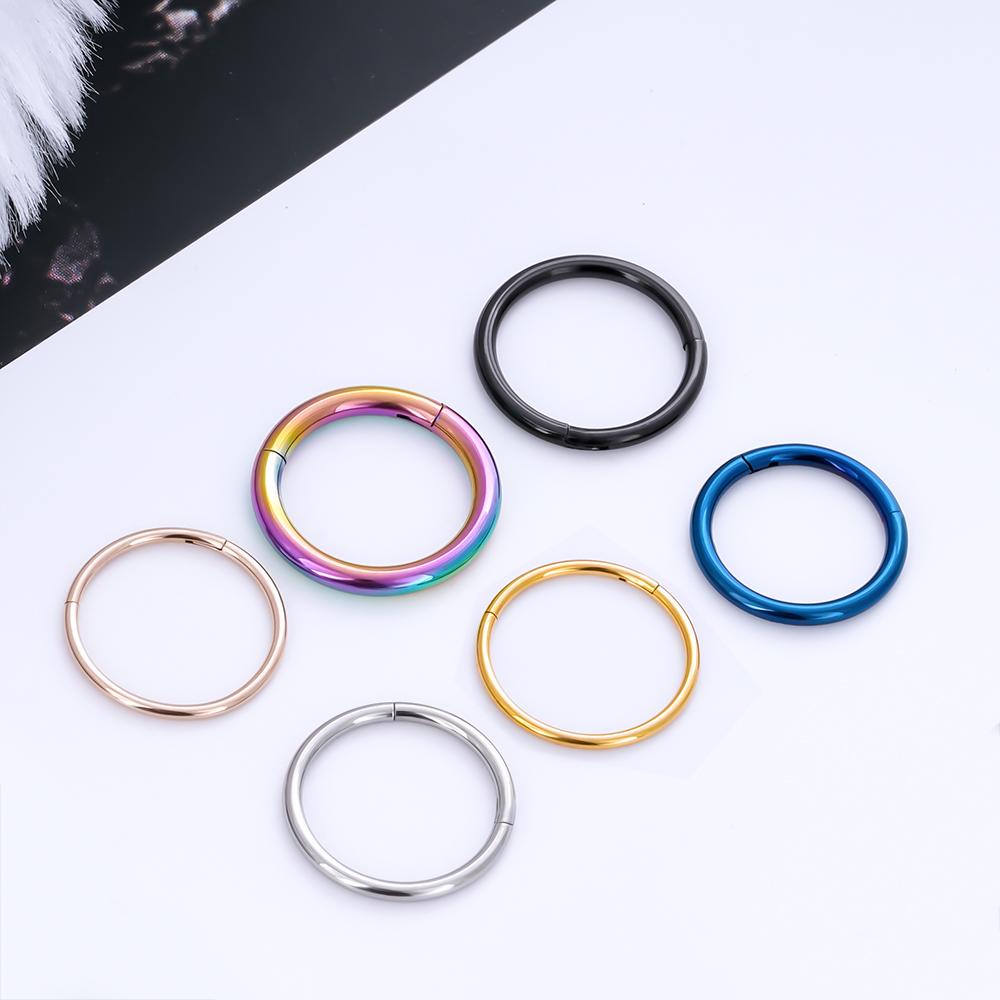 10/50Pcs Hoop Earring G23 Titanium Nose Ring For Women Piercing Jewelry Lip Ear Ring Hoop Mixed Body Clips Hinge