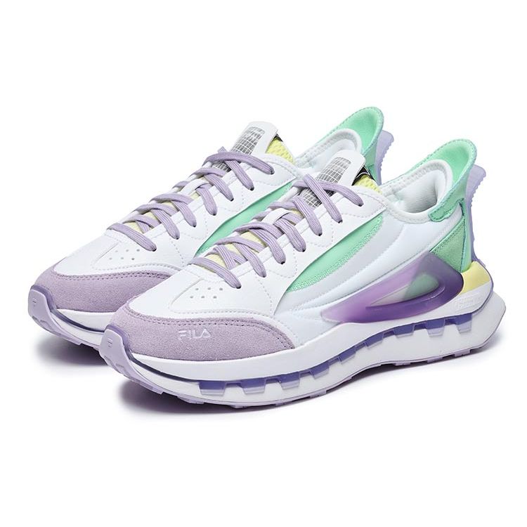 Fila Faux Suede Fabric Leather Fashion Pioneer Sports Comfortable Low-Top Lifestyle Casual Shoes Women Sneaker White Mallow-Purple F12W233113FWP