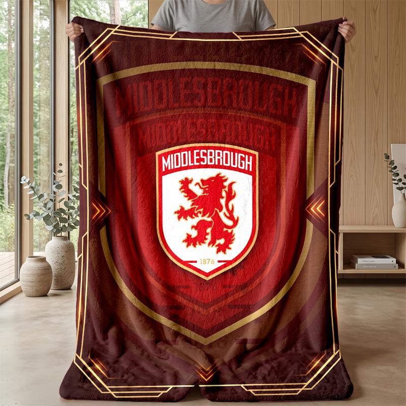 Manta de Franela Suave y Polar del Middlesbrough FC Ligera Acogedora Cálida Manta de Tiro Para Sofá Cama Decoración del Hogar