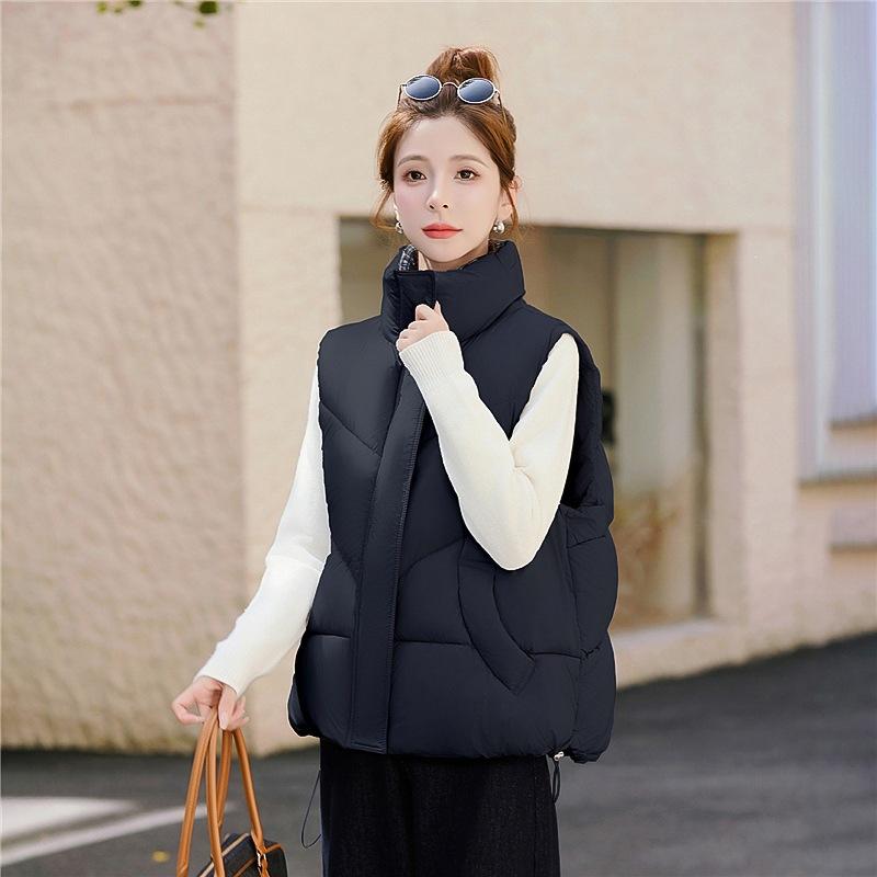 Splicing vest loose fashion vest plaid short autumn and winter versatile women's jacket cotton vest small man