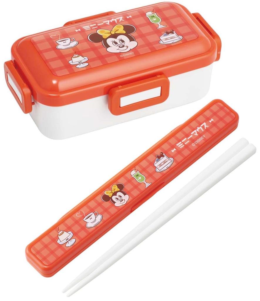 Skater Chopsticks and Chopstick Case Disney Minnie Cafe Retro Adult Made in Set, Mouse, Design, 18cm, Antibacterial, Size, Japan, ABC3AG-A