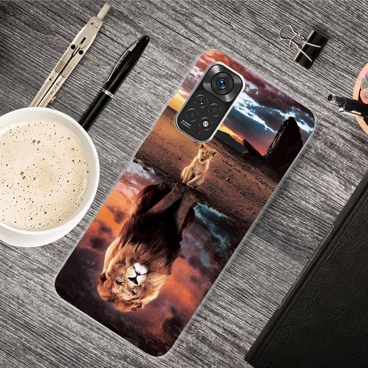 

For Xiaomi Redmi Note 11S 4G/Redmi Note 11 4G (Qualcomm) Pattern Printing Case Cute Fashion IMD Design Flexible Slim TPU Cover Lion
