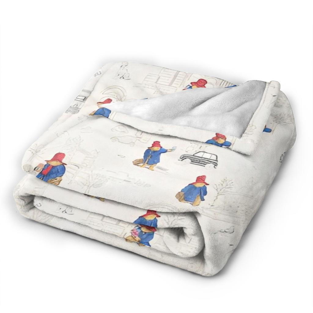 Britain Paddington Brown Bear Flannel Blankets Bedding Throws for Couch Chair Travel Office Graphic Bedspread Sofa Bed Cover