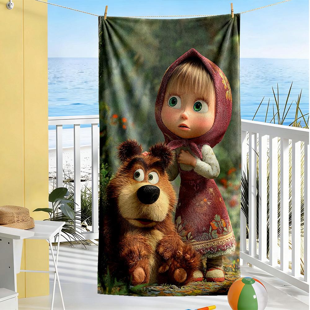 Masha Bear Beach Towel Soft Durable Quick-Dry Comfortable Lightweight