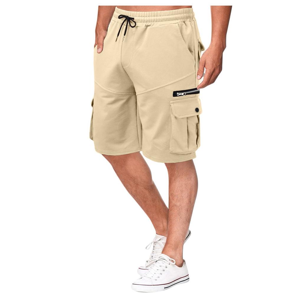 Men's Summer Workwear Shorts Loose Casual Five-Point Pants Multi-Pocket Zipper Men's Jogging Shorts