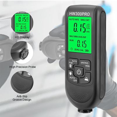 Car Paint Film Automatic Thickness Gauge HW-300 Digital 0-2000um Fe and NFe Probe Paint Coating Thickness Gauge Auto Paint Tools