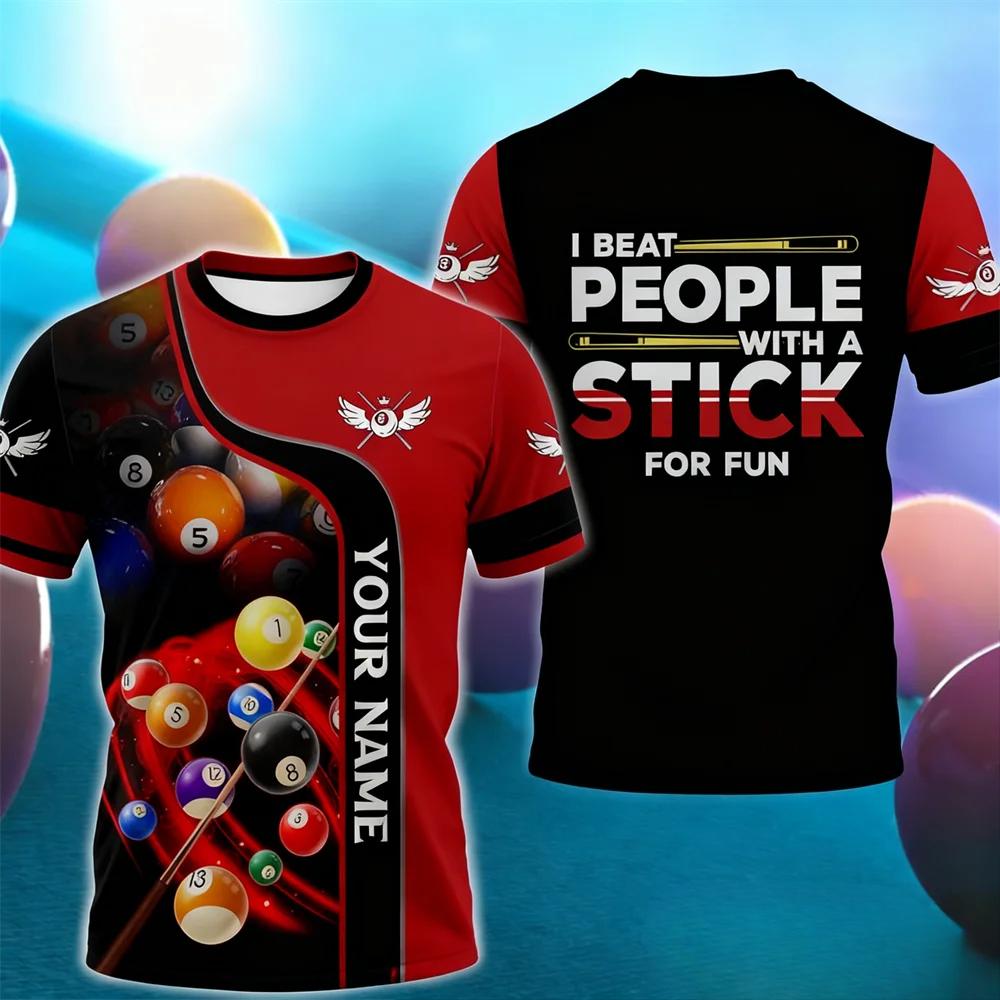 Fashion Billiards Sports Men's T-Shirt Funny 3D Print Personalized Short Sleeve Tees Casual O-neck Loose Comfortable Plus Siz T-shirts