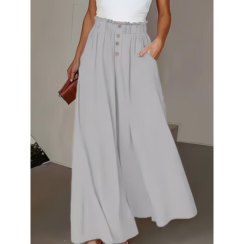 Women S Bohemian Wide Leg Long Elastic Waist Skirt Pants