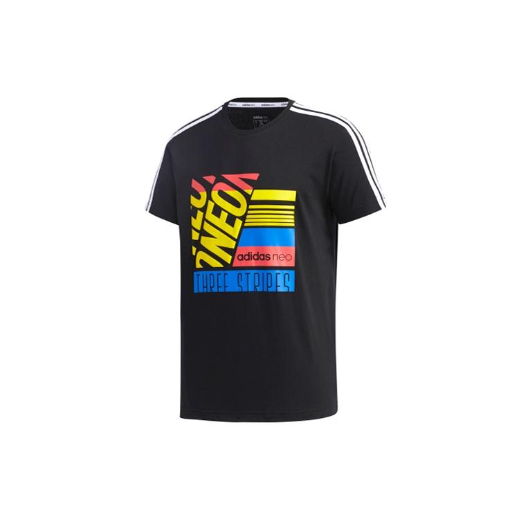 adidas neo M Brlv Tee Printing Pattern Short Sleeve Black Men s GK1516 XL
