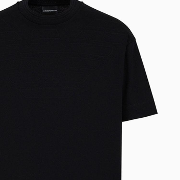 Emporio Armani Solid Color Round Neck Drop Shoulder Short Sleeve T-Shirt Men Tops Black 3D1T94-1JWZZ-0030