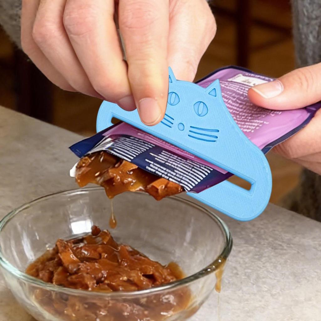 1pcs Cat Food Pouch Squeezer 3D Printing Pouch Squeezer Dispenser Cat Strip Feeder Spoon Squeezing Tool For Liquid Pet Food
