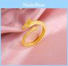 Elegant Plated Gold Dragon And Phoenix Open Ring For Couples In Stylish Design
