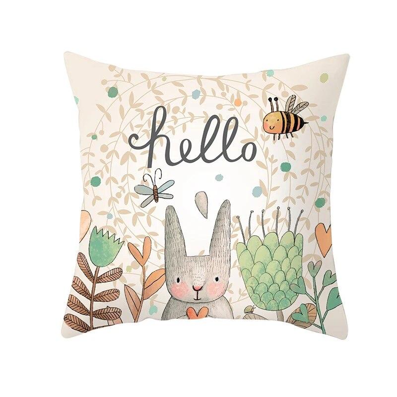 Easter Decorative Pillowcase Cartoon Rabbit Pillowcase Egg Print Cushion Cover Living Room Sofa Cushion Cover Home Decoration