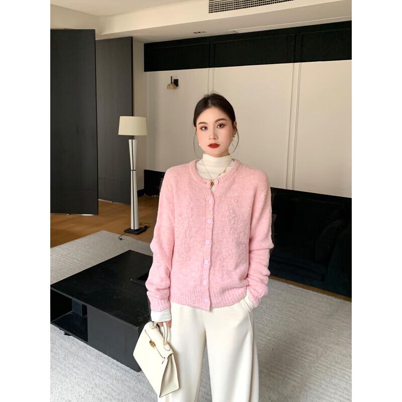 PRASE Women s Merino Wool Blend Crochet Knit Cardigan XL