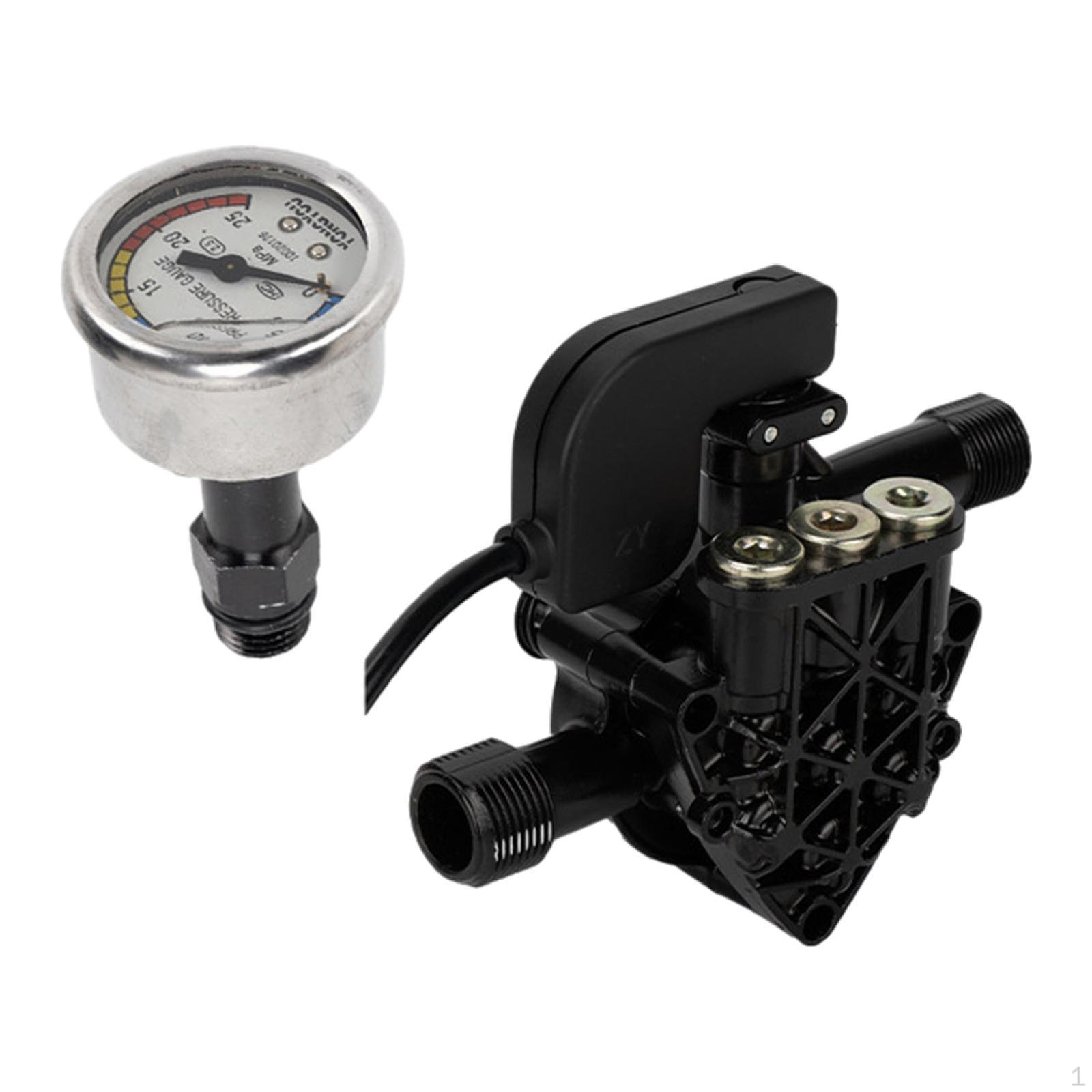 

High Pressure Water Pump Head Assembly 220V with Gauge Easy to Install Saving Outlet