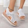 Women Wedges Sandals New Summer Plus Size Comfortable Shoes for Women Knit Elastic Slip On Lightweight Walking Sandals Women