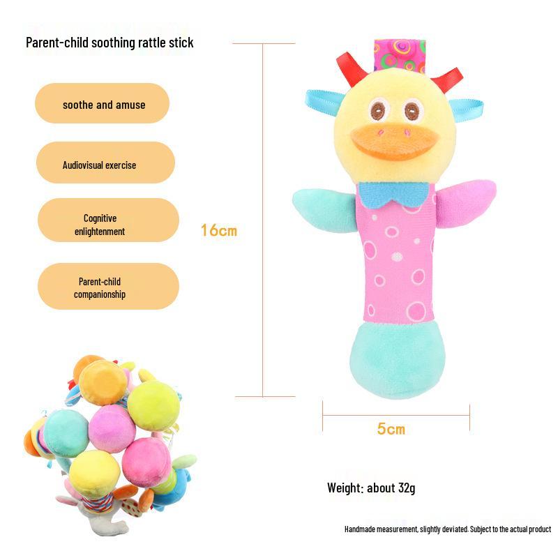 EarthMama Animal Hand Rattle Toy with BB Device - Early Education & Soothing Doll for Infants
