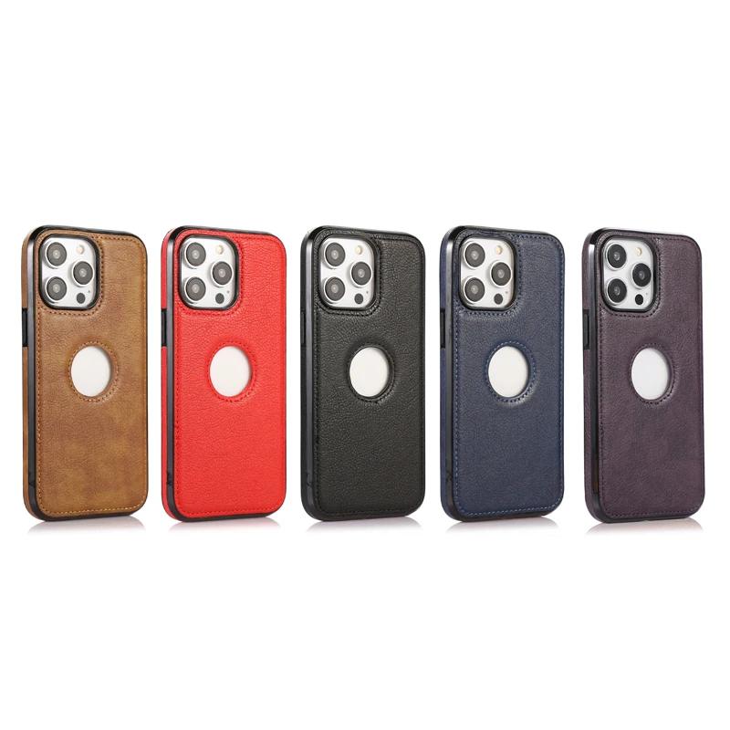 Logo Hole Luxury Leather Shockproof Case for IPhone 15 14 13 11 Pro Max 12 Mini XS XR X 8 7 Plus SE  15Pro Business Cover