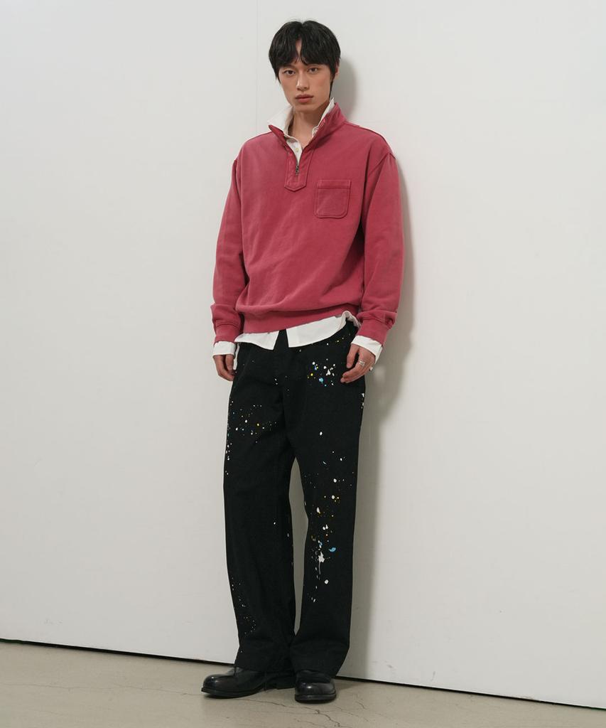 GENERALIDEA Man Pocket Half Zip Sweatshirt [Red] / Gf1Mss004