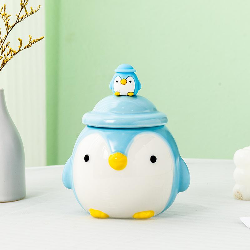Pinguin mit großem Bauch Thermostatische Keramiktasse Niedlicher Cartoon Ins Kaffeetasse Büro Tasse Niedliche Wassertasse