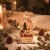 Handmade Tiered Wood Trays Nordic Style Wooden Christmas Ornaments, Cute Santa Claus/Snowman/Reindeer Party Home Accents Figurine for Holiday